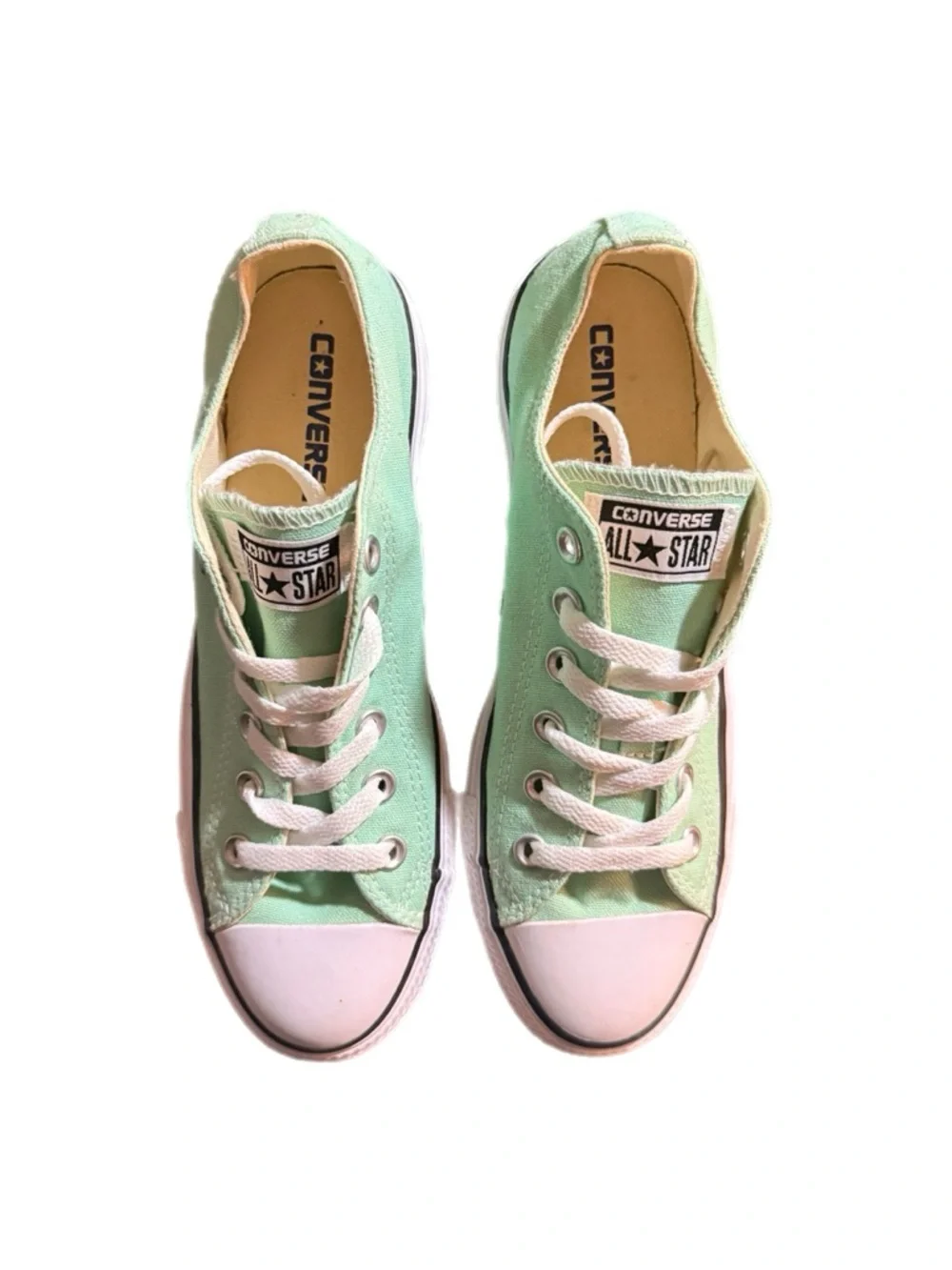 Converse Low Top Sneakers - Mint Green and White - Picture 2 of 5